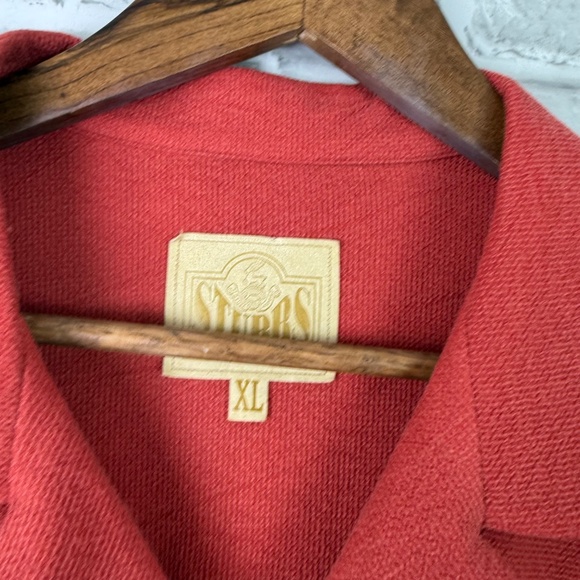 Stubbs Western Rustic Red Bemberg Wooden Button Casual Button Shirt Mens 2XL - Picture 3 of 8
